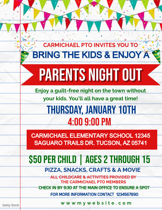 Parents night out flyers template