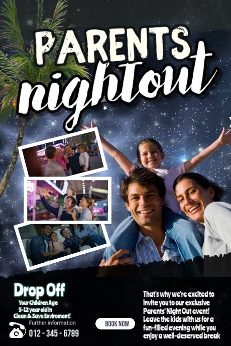 Parents Night Out Poster Cartaz template