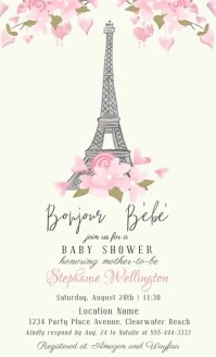 Paris Baby Shower Invitation Template US Legal