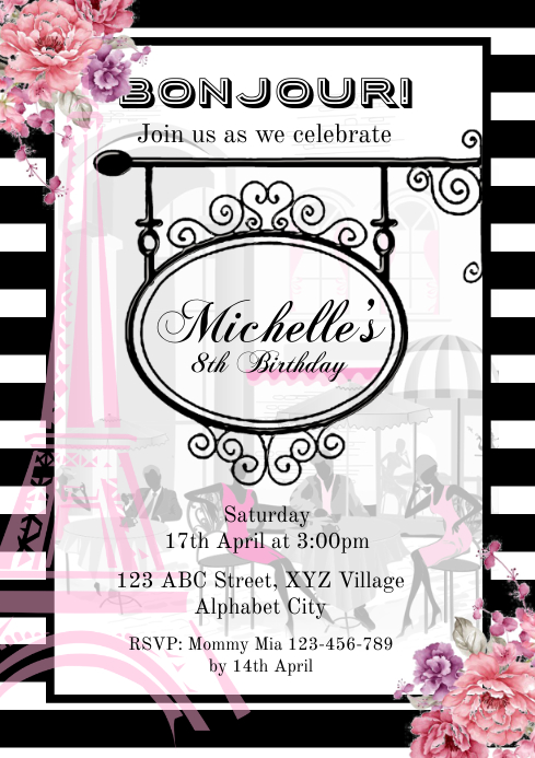 Paris Birthday Invitation Template | PosterMyWall