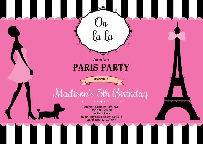 Paris birthday party invitation Template | PosterMyWall paris-birthday-party-invitation-template-postermywall