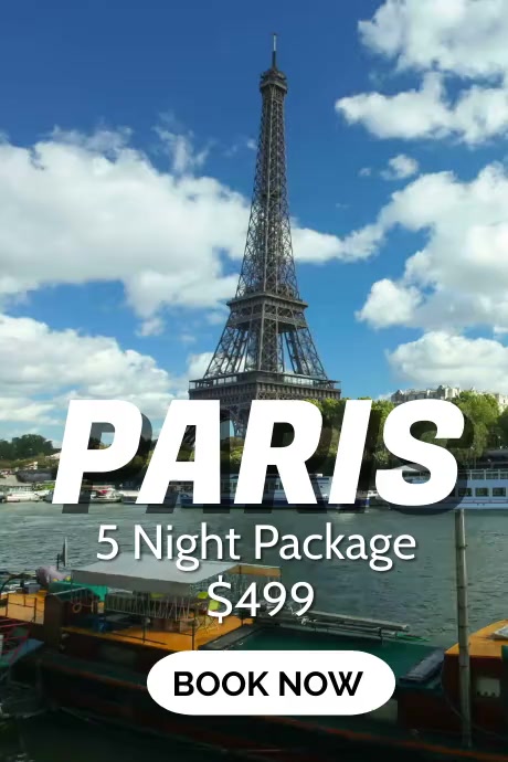 paris france night hotel booking โปสเตอร์ template