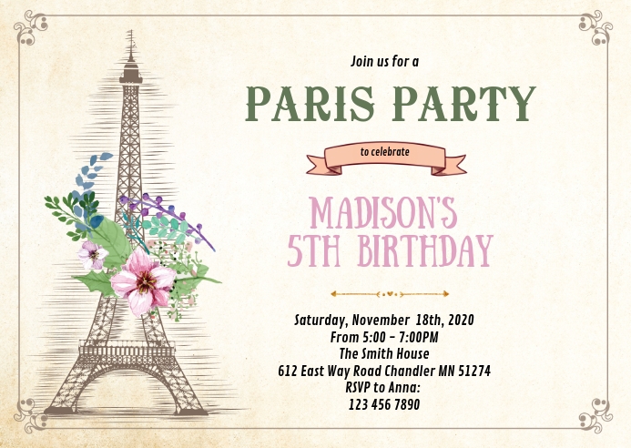 Paris Letter Birthday Invitation Template Postermywall