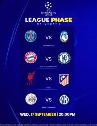 Azul Champions League Matchday Løbeseddel Template