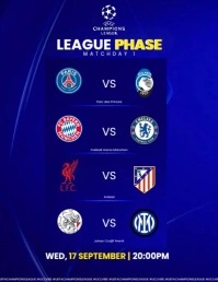 PARIS SAINT GERMAIN ATALANTA BAYERN MUNCHEN CHELSEA LIVERPOOL AJAX INTERMILAN Flyer (format US Letter) template