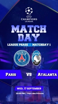 PARIS SAINT GERMAIN VS ATALANTA MATCH DAY REEL Instagram Story template