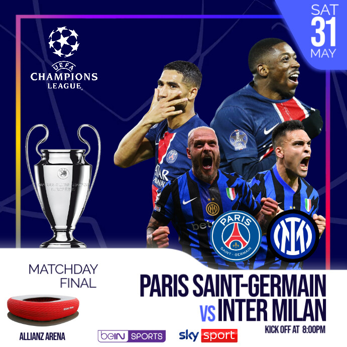 Paris Saint-Germain vs Inter Milan Instagram Post template