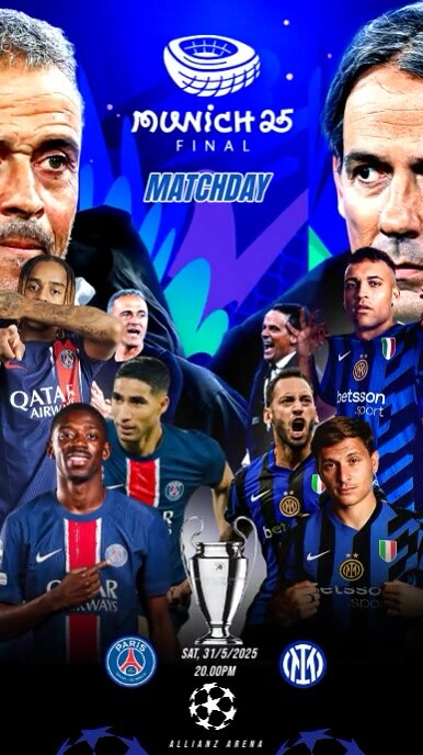 PARIS SAINT GERMAIN VS INTERMILAN รีลบน Instagram template