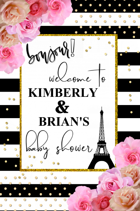 Paris Themed Baby Shower Welcome Sign Poster template