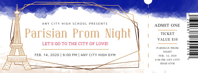 Paris Themed Prom Night Ticket Template | PosterMyWall Paris Themed Prom Night Ticket Template | PosterMyWall