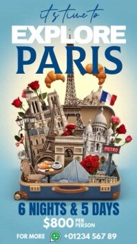 Paris Tour Agency Ad Pantalla Digital (9:16) template