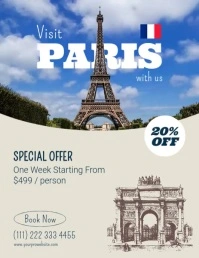 Paris Travel Video flyer Folder (US Letter) template