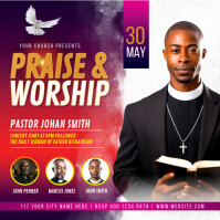 紫色 Parise Worship Church Flyer Instagram Post Instagram Post Template