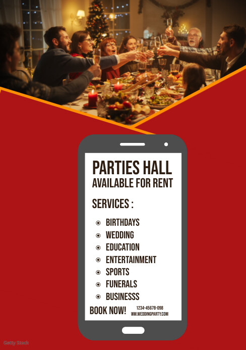 PARTIES HALL RENT Template | PosterMyWall