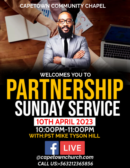 partnership sunday service flyer Рекламная листовка (US Letter) template