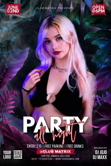 Party all night Poster template