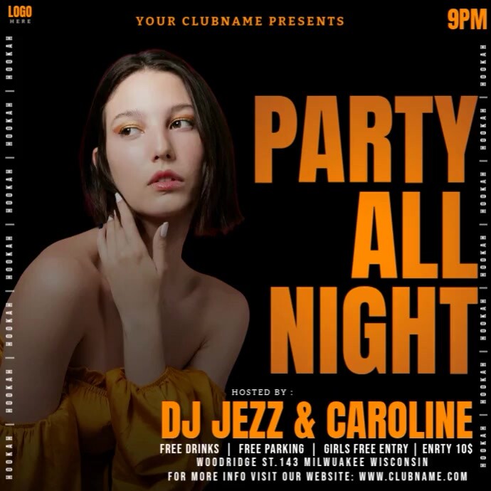 Party All Night Instagram Post template