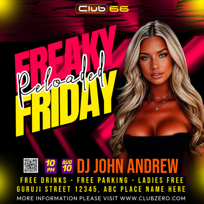 party animated poster, Square (1:1) template