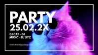 Party Cat Sunglasses Cool Fun Event Disco Ad Ikhava Yevidiyo ye-Facebook (16:9) template