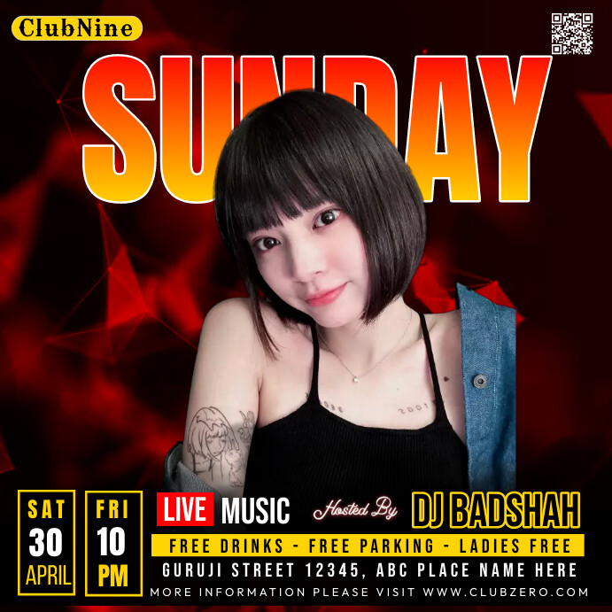 Black Party Club/bar Square Template | PosterMyWall