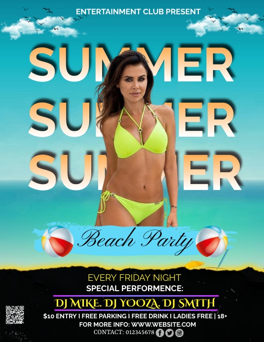 SUMMER BEACH PARTY Flyer (US Letter) template