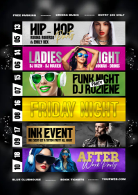 Party event dates list A5 template