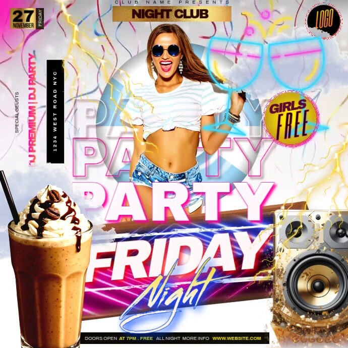 Party Event Flyer design template video ad Instagram Post