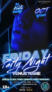 Party Event Flyer design template video blue Instagram Story