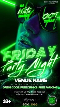 Party Event Flyer design template video GREEN Instagram Story