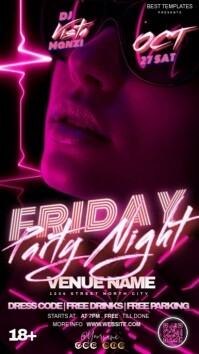 Party Event Flyer design template video PINK