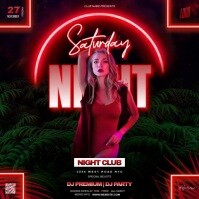 Party Event Flyer design template video RED Vierkant (1:1)