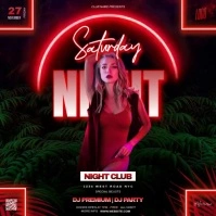 Party Event Flyer design template video RED Square (1:1)
