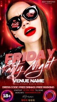 Party Event Flyer design template video RED Instagram na Kuwento