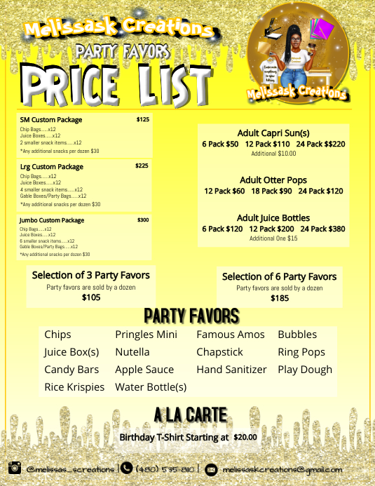 Party Favor Price List Template | PosterMyWall