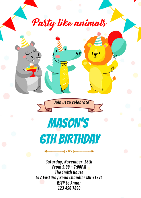 Modele Partie Comme Des Animaux Invitation Anniversaire Postermywall Modele Partie Comme Des Animaux Invitation Anniversaire Postermywall