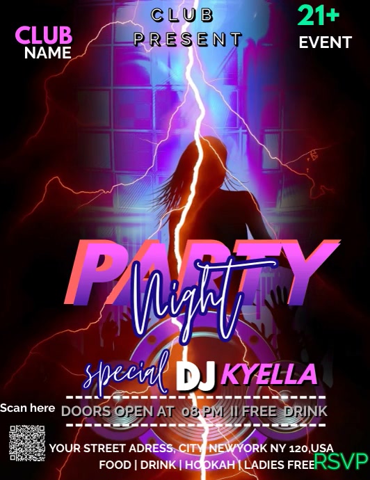 Black Party Night Ads Flyers Template | PosterMyWall
