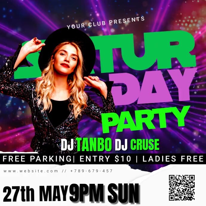 Party/night club/dj night/adult night, Wpis na Instagrama template