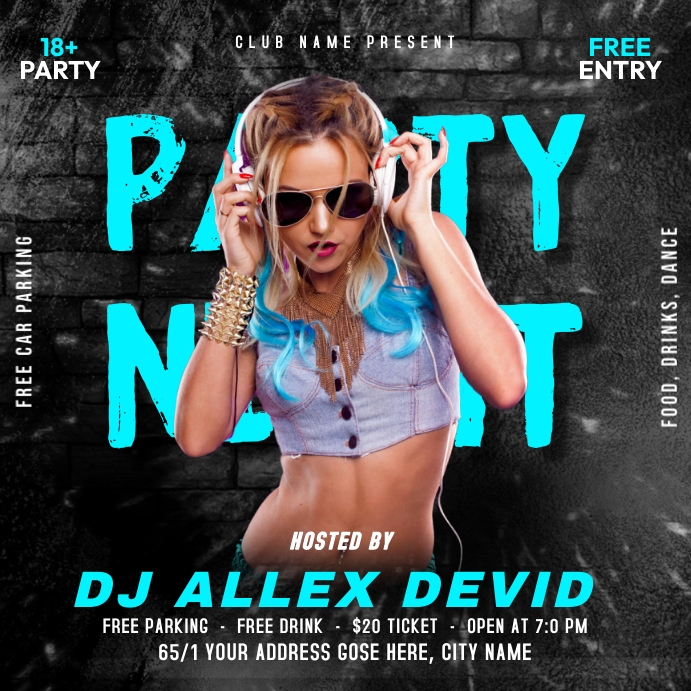 Party Night Publicação no Instagram template