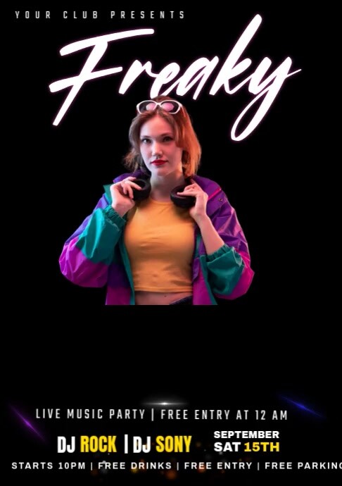 party night flyer, A4 template