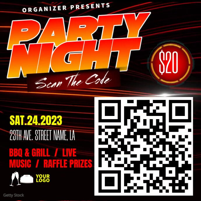 Party Night Qr Code Scanner Template | PosterMyWall