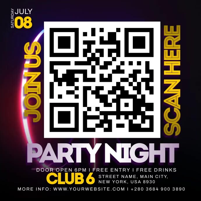Qr Code Design Party Party Night Qr Code Scanner Template | PosterMyWall