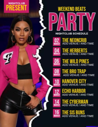 Party Nightclub Schedule Flyer (Letter pang-US) template