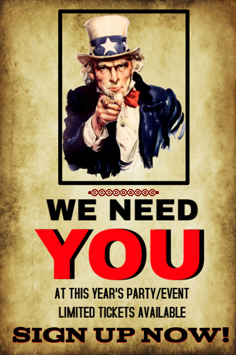 Party or Event We Need You template | PosterMyWall