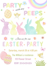 party peeps easter invitation A6 template