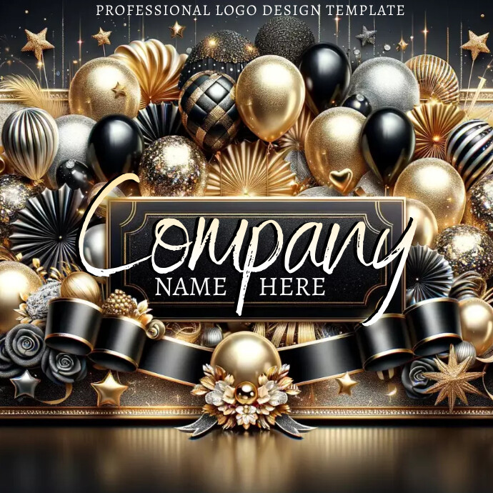 party planner logo design template gold | PosterMyWall