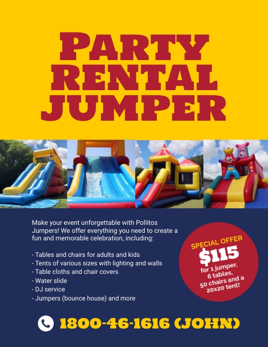 Party Rental Jumper Flyer ad Template | PosterMyWall