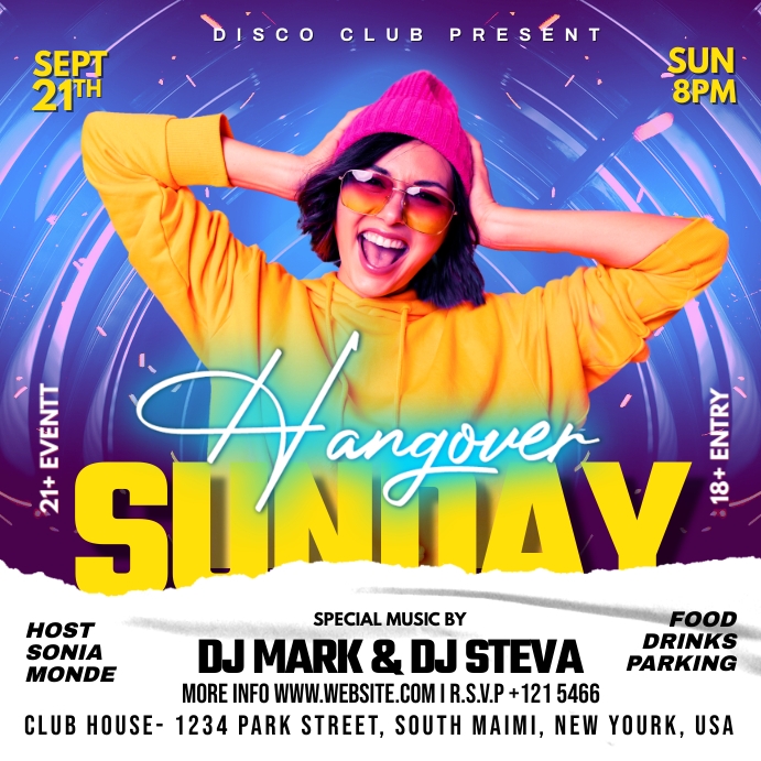 Advert Day Rave Party Sunday Night Club Ad Template | PosterMyWall