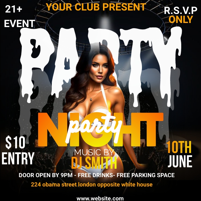 Party template flyer Wpis na Instagrama