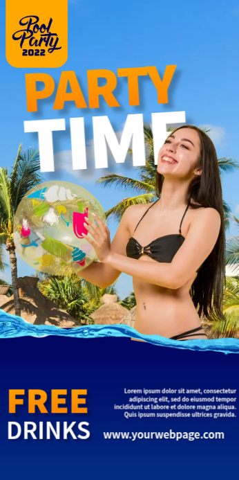 Party Time Roll Up Banner 3' × 6' template