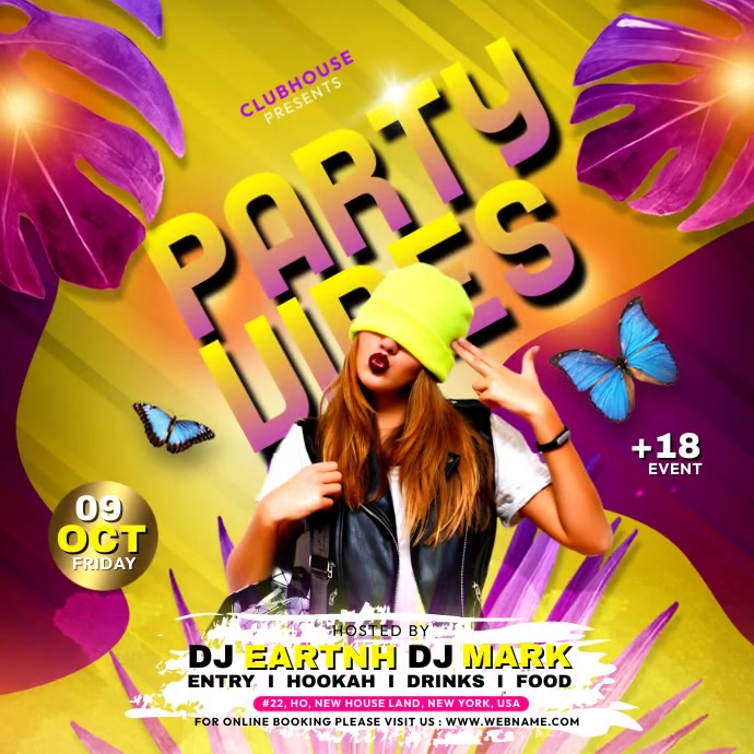PARTY VIBES Square (1:1) template